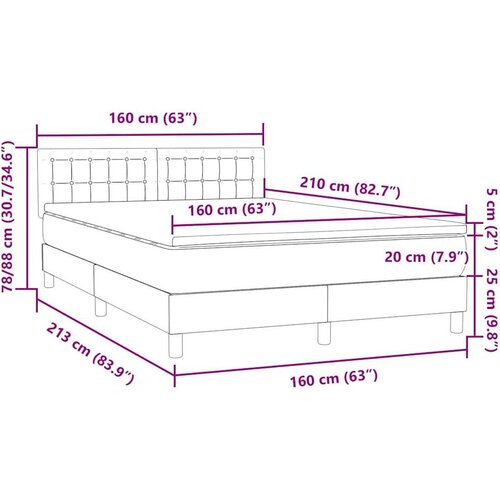 VidaXL Box spring krevet s madracem crni 160x210 cm bar&amp;scaron;unasti Slike