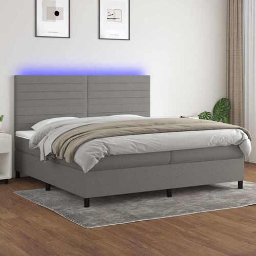 box spring s madracem LED tamnosivi 200x200 cm tkanina Cijene