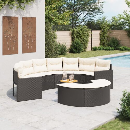 vidaXL 3-dijelni set vrtnih sofa crni polukružni od poliratana Cijene