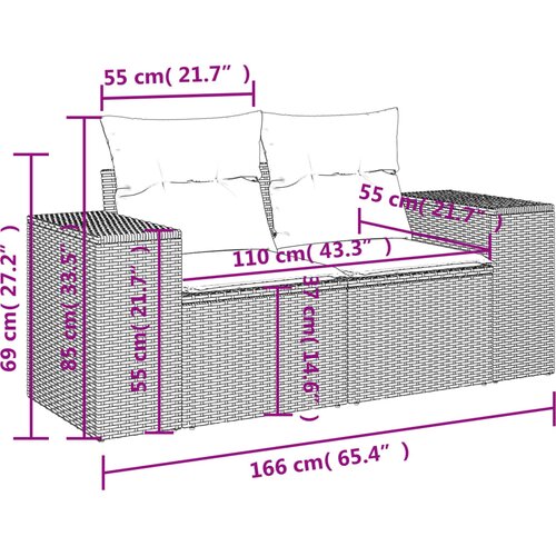  5-dijelna vrtna garnitura od poliratana s jastucima crna 62 x 62 x 69 cm Slike