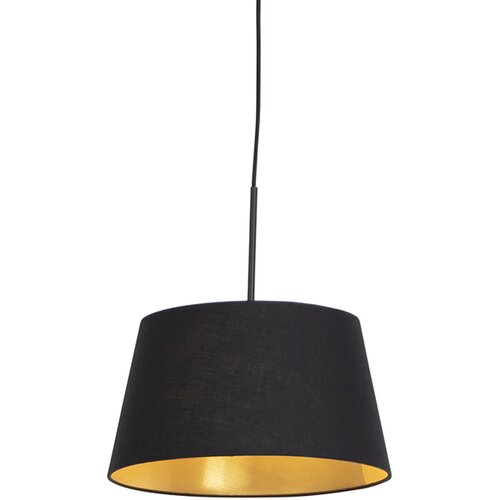QAZQA Viseča svetilka z bombažnim odtenkom črna z zlatom 32 cm - Combi Cene