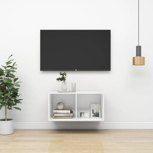 VidaXL Stenska TV omarica bela 37x37x72 cm iverna plo&amp;scaron;ča Slike