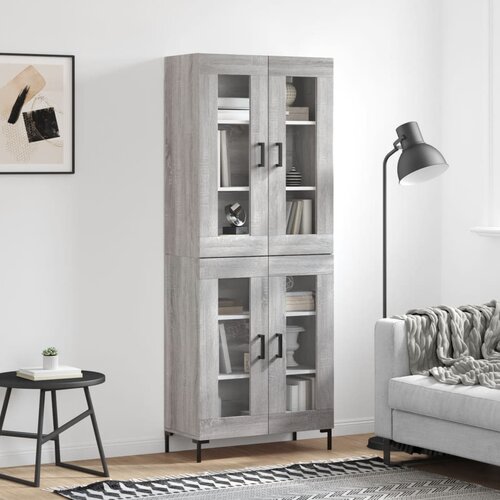 vidaXL Visoka komoda siva sonoma 69,5x34x180 cm inženirski les Cene