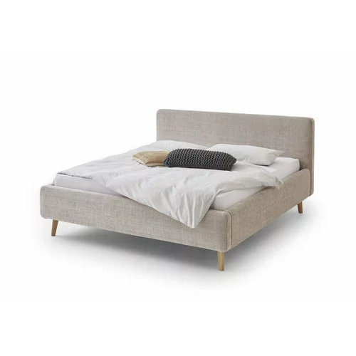 Meise Möbel Bež tapecirani bračni krevet s prostorom za odlaganje s podnicom 140x200 cm Mattis -