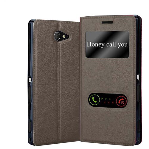 Cadorabo Sony Xperia M2/M2 AQUA v kamnito rjava - Za&scaron;čitni ovitek z magnetnim zapiranjem, stoječo funkcijo in 2 okencema za gledanje, (20551983) Cene