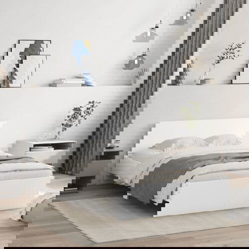VidaXL Okvir za krevet s uzglavljem bijeli 135x190 cm Slike