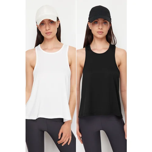 Trendyol Black and White 2-Pack Halter Neck Knitted Sports T-Shirt