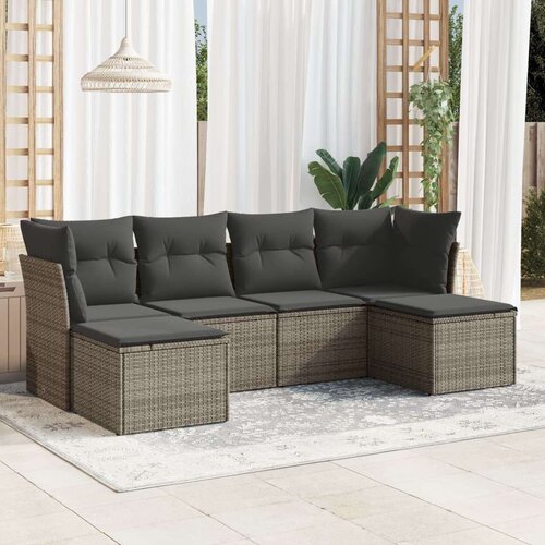vidaXL 6-dijelni set vrtnih sofa od poliratana s jastucima sivi Cijene