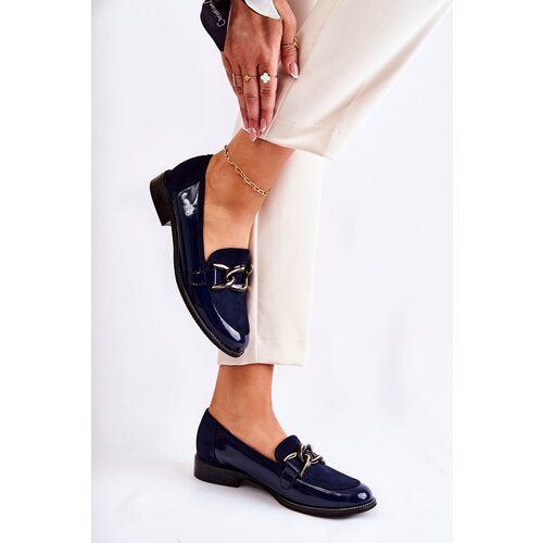 Kesi Classic Moccasins with Chain Laura Messi 2531 navy blue Slike