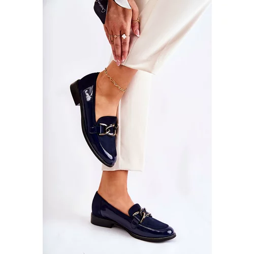 Kesi Classic Moccasins with Chain Laura Messi 2531 navy blue