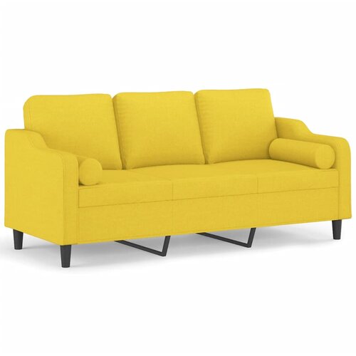 VidaXL Trosjed s ukrasnim jastucima svjetložuti 180 cm od tkanine Slike