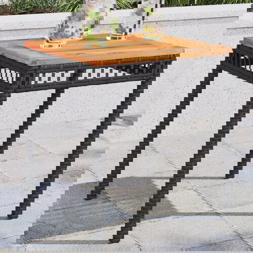 VidaXL Vrtni stol crni 38 x 38 x 42 cm od poliratana i drva bagrema Slike