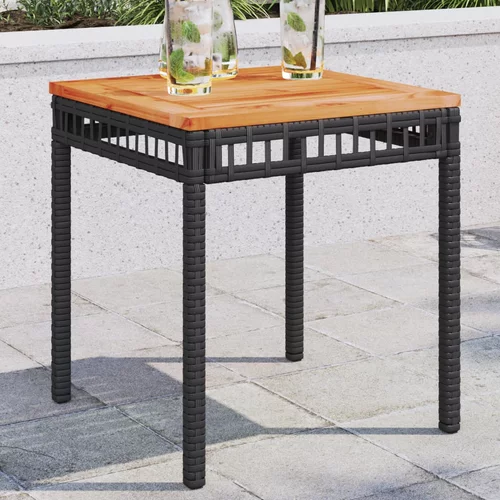 vidaXL Vrtni stol crni 38 x 38 x 42 cm od poliratana i drva bagrema