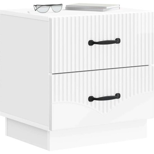 Noćni ormar s ladicama Bijela visokog sjaja 43 x 34 5 x 44 5 cm - Bijela visokog sjaja 1 Slike