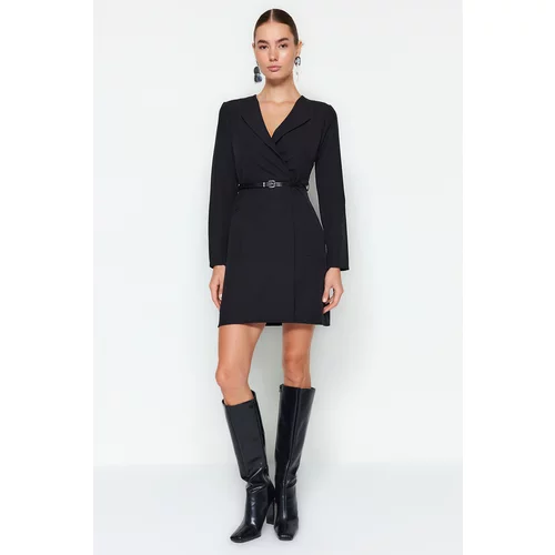 Trendyol Black Double Breasted Woven Jacket Dress With Belt