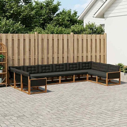  Set vanjskih sofa 10 kom. Prirodna i crna Cijene
