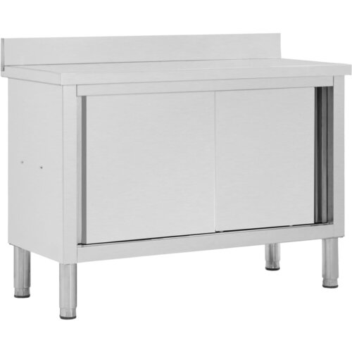 vidaXL Delovna miza z drsnimi vrati 120x50x(95-97) cm nerjaveče jeklo Cene