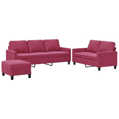  3-dijelni set sofa s jastucima crvena boja vina bar&amp;scaron;unasti Slike