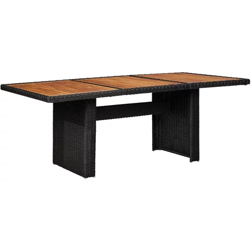 Poli vrtni blagovaonski stol crni 200 x 100 x 74 cm od poliratana