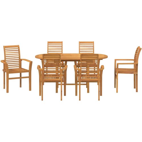  Vrtni set za objed 7 kom. Smeđa Čvrsto teak drvo Slike