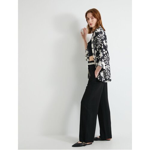 Koton Wide Leg Palazzo Trousers with Waist Detail and Pockets Viscose Blend Slike