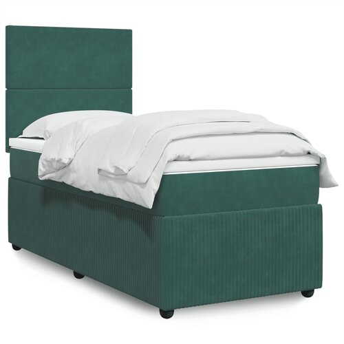 vidaXL Box spring krevet s madracem tamnozeleni 90x200 cm baršunasti Cijene