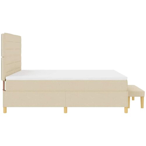  Krevet s opruga kutije s uzglavljem Krema 200 x 180 cm tkanina Slike