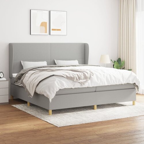 The Living Store Box spring postelja z vzmetnico svetlo siva 200x200 cm blago - Box Spring Postelja, (21519406) Cene