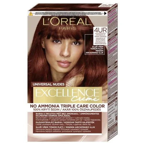 L'Oréal Paris Excellence Creme Triple Protection boja za kosu obojena kosa svi tipovi kose 48 ml Nijansa 4ur universal dark red za ženske