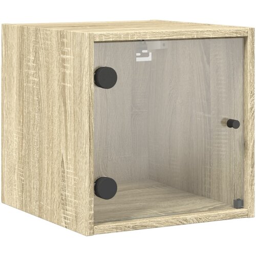 Maison Chic Nočna omarica - Nočna miza s steklenimi vrati sonoma hrast 35x37x35 cm, (21689984) Cene