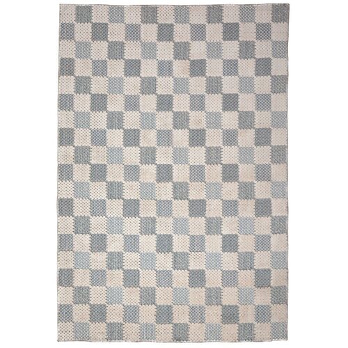 Flair Rugs Modra pralna preproga iz me&scaron;anice bombaža 116x170 cm Muted Checkerboard &ndash; Cene