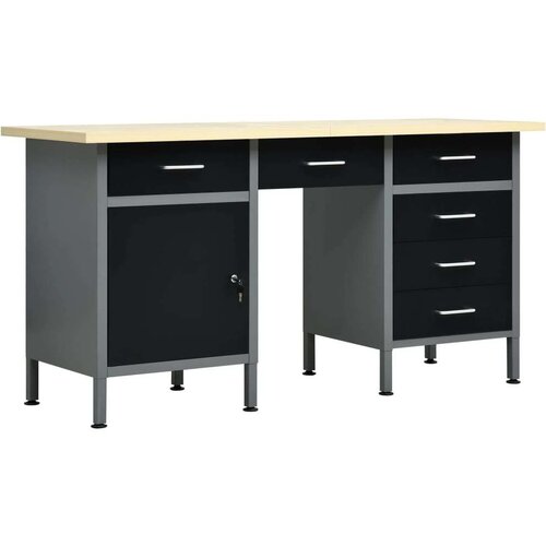 VidaXL Delovna miza črna 160x60x85 cm jeklo Slike