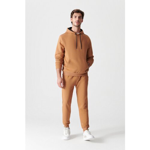 Avva Men's Light Brown Sweatpants 3 Thread Standard Fit Regular Cut Slike