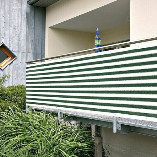 GARDOL za&amp;scaron;tita od pogleda za balkon (zeleno-bijele boje, 5 x 0,9 m) Slike