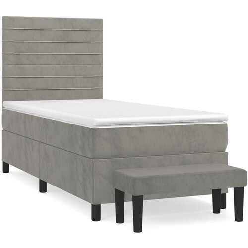 Maison Chic Box spring postelja - Vzmetna postelja z vzmetnico svetlo siv 90x190 cm žamet SL14373, (21903324) Slike
