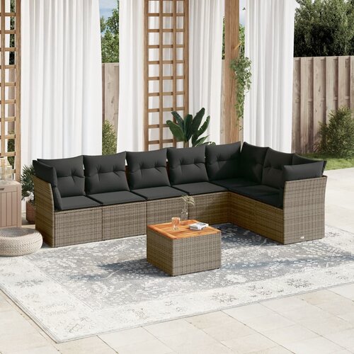 vidaXL 8-dijelni set vrtnih sofa od poliratana s jastucima sivi Cijene
