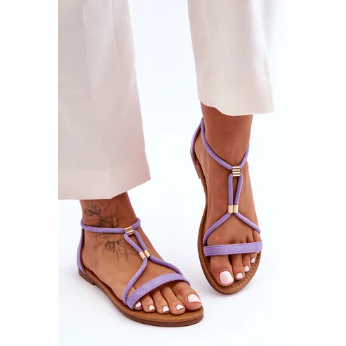 Kesi Women's Flat Zippered Sandals Purple Jullie