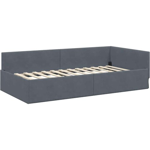 Kutni krevetni okvir s madracem 2 kom. Tamnosiva 100 x 200 cm Slike