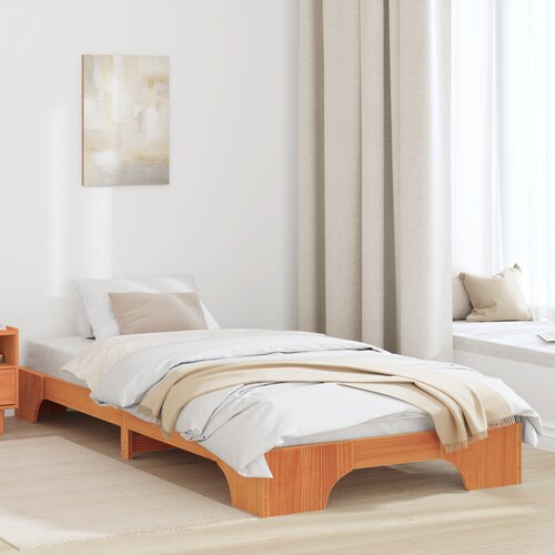 vidaXL Krevetna konstrukcija Vosak smeđa Drvo 90 x 200 cm Jednostavno Cene