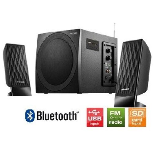 Microlab M-300BT Drveni 2.1 38W RMS(14W,2x12W) SD, USB, FM, BLUETOOTH, black, 3.5mm Slike