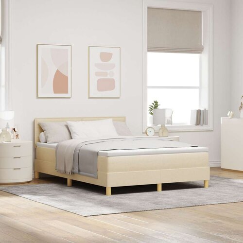  Box Spring Postelja z Vzmetnico Krem 160x200 cm Tkanina, (22080969) Slike