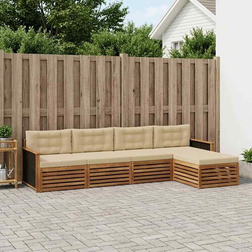  Set vanjskih sofa s jastukom 5 pcs Prirodna i bež Poliester Cene