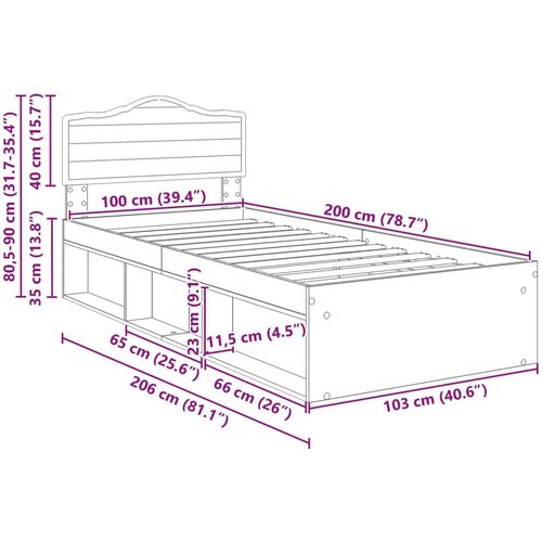  Okvir za krevet s uzglavljem Betonska siva 100 x 200 cm Slike
