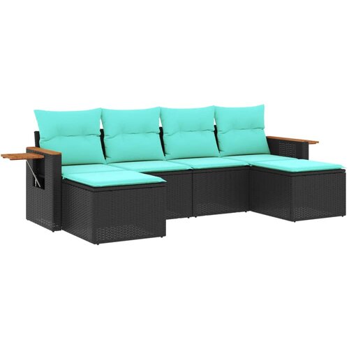  6-dijelni set vrtnih sofa od poliratana s jastucima crni Slike