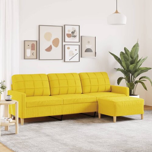  Trosjed s tabureom svjetložuti 210 cm od tkanine Slike