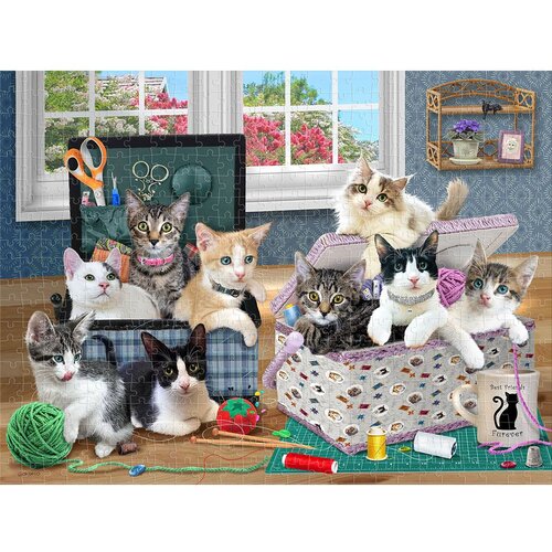 Prime 3d Puzzle 2D/3D - Vrtlarski mačići / Mačje stablo 500 kom 61x46 Slike
