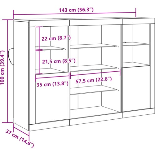  Komoda s LED svjetlima staro drvo 142.5x37x100 cm inženjersko drvo Slike
