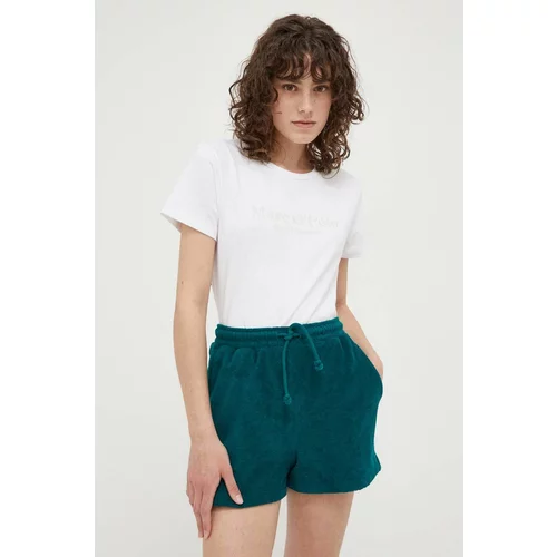 Marc O'Polo Pamučne kratke hlače DENIM boja: zelena, glatki materijal, visoki struk
