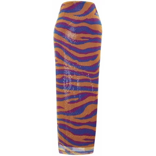 Trendyol Multi Color Patterned Fitted Lined Shimmer Sequin Sequin Skirt