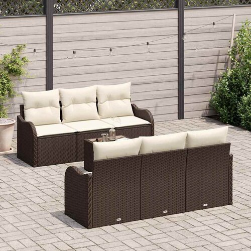  Sjedeća garnitura za vrt 7 kom. 6-Broj sjedala Smeđa i krem 176 x 62 x 85 cm Slike